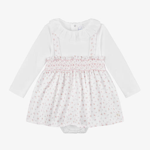 Laranjinha-Girls Ivory and Pink Floral Dress | Childrensalon Outlet