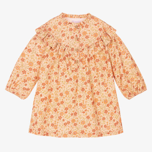 Laranjinha-Girls Orange Cotton Dress | Childrensalon Outlet