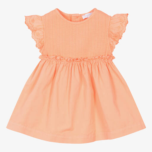 Laranjinha-Girls Orange Cotton Dress | Childrensalon Outlet