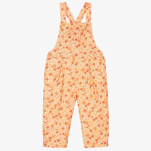 Laranjinha-Girls Orange Cotton Dungarees | Childrensalon Outlet