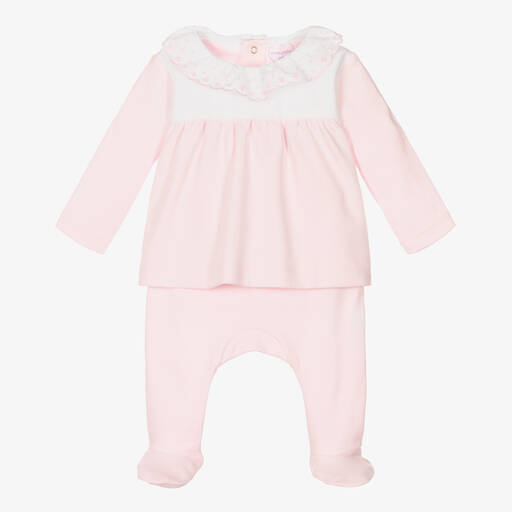 Laranjinha-Girls Pink Cotton Jersey 2 Piece Babygrow | Childrensalon Outlet