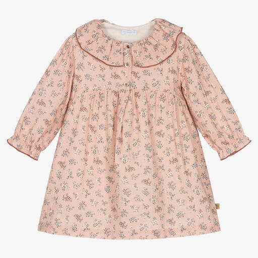 Laranjinha-Girls Pink Floral Cotton Dress | Childrensalon Outlet