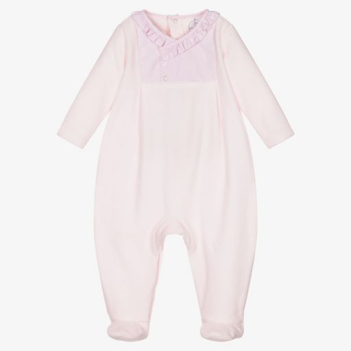 Laranjinha-Girls Pink Velour Babygrow | Childrensalon Outlet