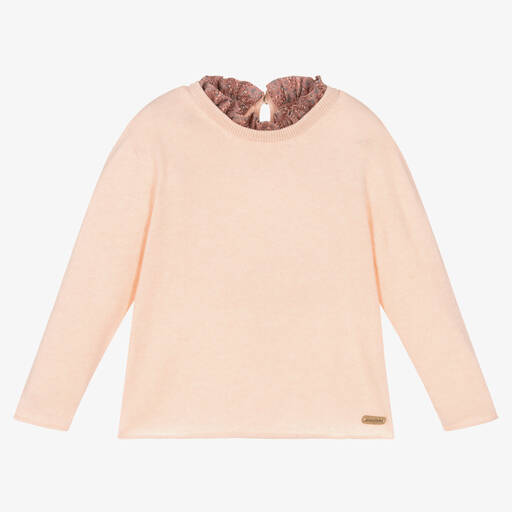 Laranjinha-Girls Pink Wool Sweater | Childrensalon Outlet
