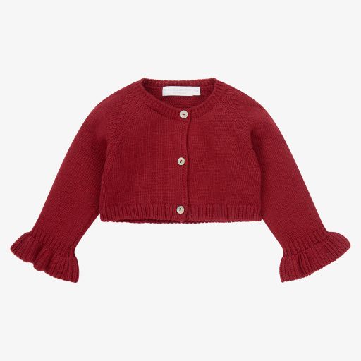 Laranjinha-Girls Red Knitted Cardigan | Childrensalon Outlet