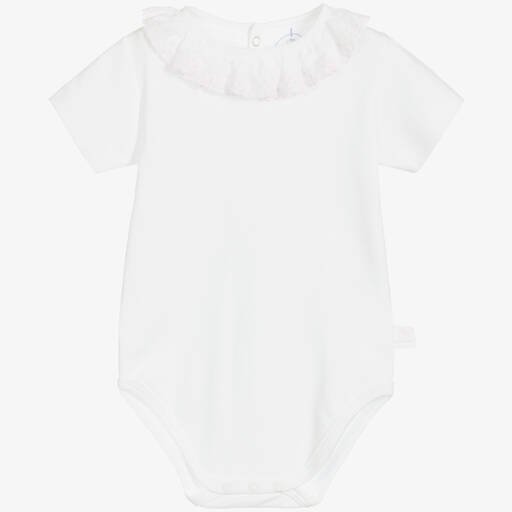 Laranjinha-Girls White Cotton Bodysuit | Childrensalon Outlet