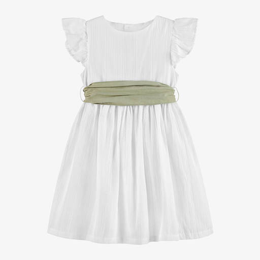Laranjinha-Girls White Cotton Dress | Childrensalon Outlet