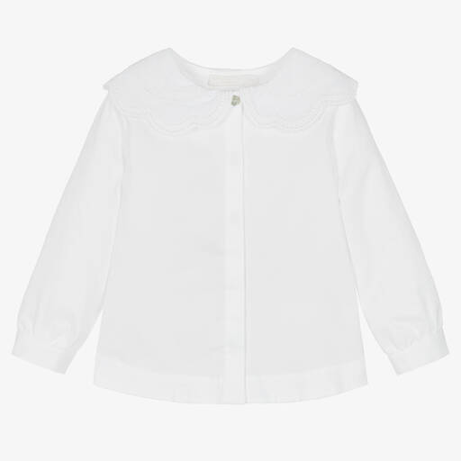 Laranjinha-Белая блузка из хлопка с кружевом | Childrensalon Outlet