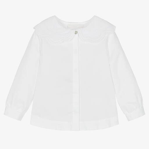 Laranjinha-Blouse blanche en dentelle de coton | Childrensalon Outlet