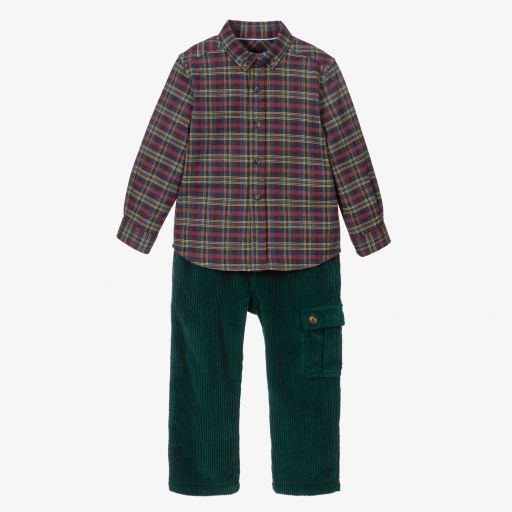 Laranjinha-Green Corduroy Trouser Set | Childrensalon Outlet