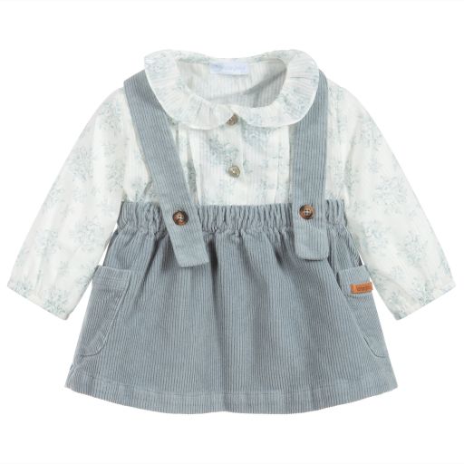 Laranjinha-تنورة كوردروي وبلوز قطن لون رمادي وعاجي | Childrensalon Outlet