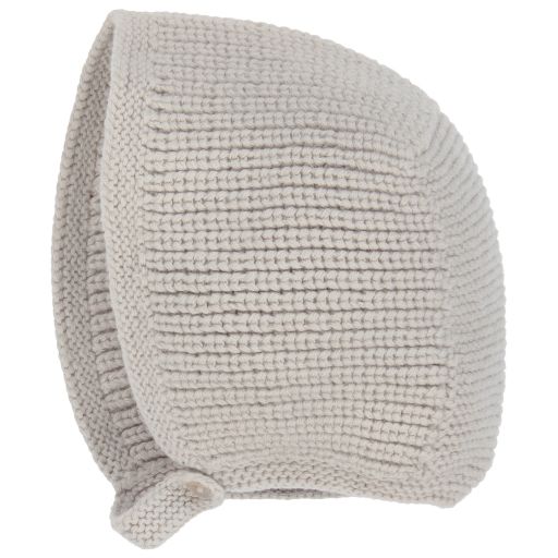 Laranjinha-Grey Knitted Baby Bonnet | Childrensalon Outlet