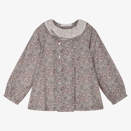 Chic by Laranjinha-Grey & Pink Cotton Blouse | Childrensalon Outlet