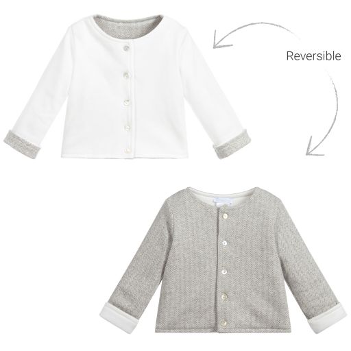 Laranjinha-Grey Reversible Baby Jacket | Childrensalon Outlet