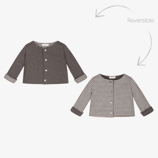 Laranjinha-Grey Reversible Baby Jacket | Childrensalon Outlet