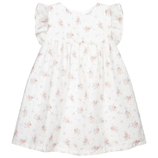 Chic by Laranjinha-Ivory Floral Cotton Dress | Childrensalon Outlet