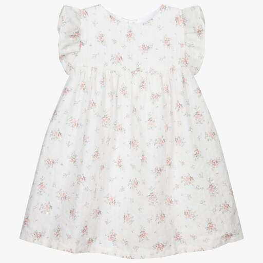 Chic by Laranjinha-فستان قطن لون عاجي بطبعة ورود | Childrensalon Outlet