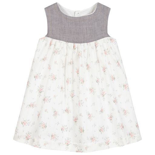 Chic by Laranjinha-Ivory & Grey Cotton Dress | Childrensalon Outlet