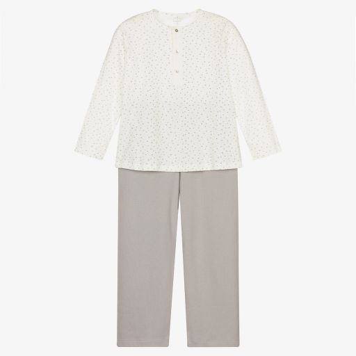 Laranjinha-Ivory & Grey Cotton Pyjamas | Childrensalon Outlet