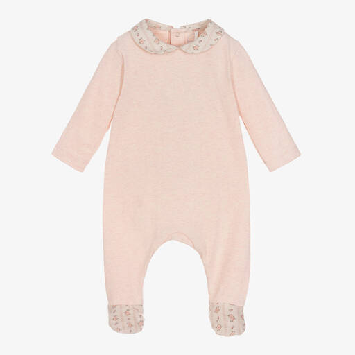 Laranjinha-Pink Floral Cotton Babygrow | Childrensalon Outlet