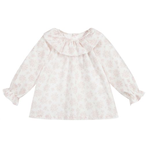 Laranjinha-Baumwollbluse in Pink und Weiß | Childrensalon Outlet