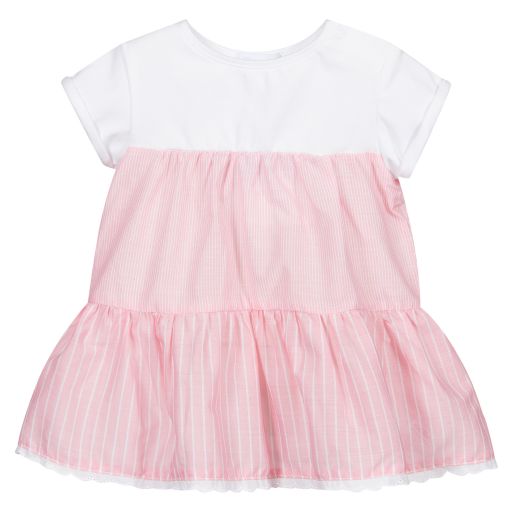 Laranjinha-Robe rose et blanche en coton | Childrensalon Outlet