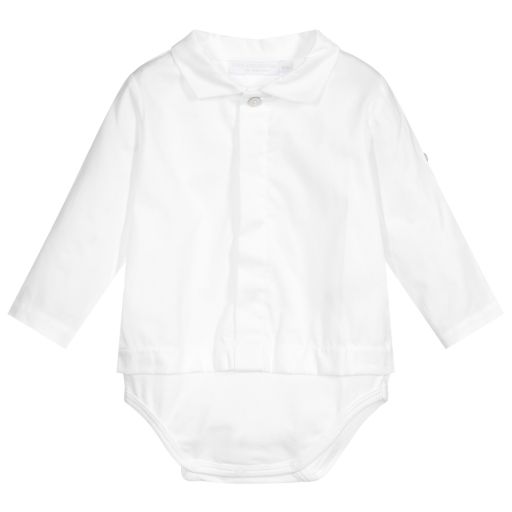 Laranjinha-White Cotton Baby Bodysuit | Childrensalon Outlet