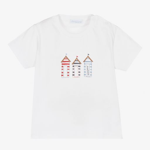 Laranjinha-White Cotton Baby T-Shirt | Childrensalon Outlet