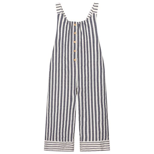 Laranjinha-White & Navy Blue Jumpsuit | Childrensalon Outlet