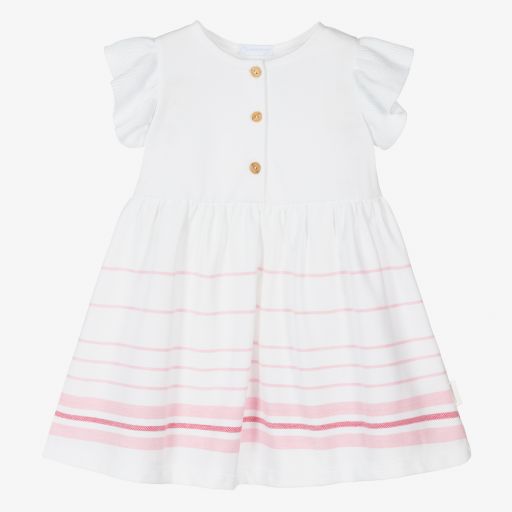 Laranjinha-White & Pink Cotton Dress | Childrensalon Outlet