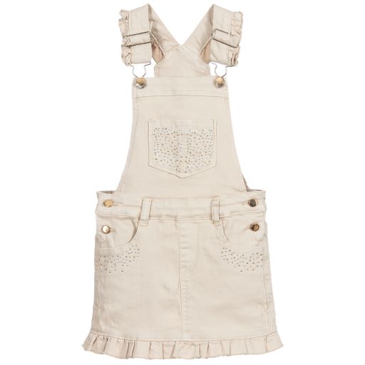 Le Chic-Beige Denim Pinafore Dress | Childrensalon Outlet