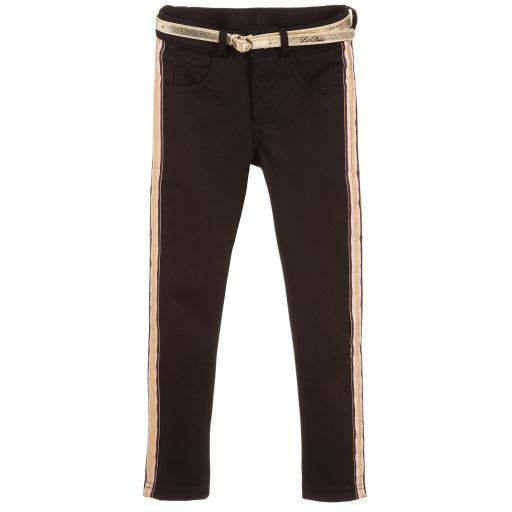 Le Chic-Black Jersey Belted Trousers | Childrensalon Outlet