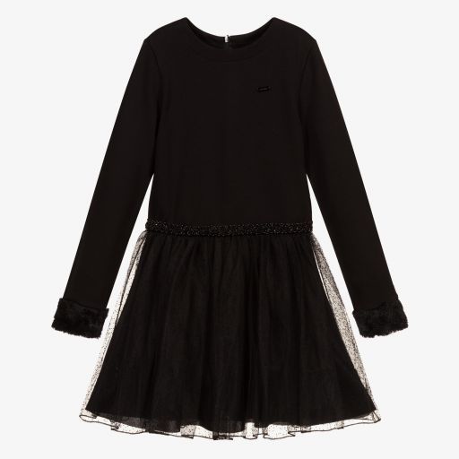 Le Chic-Black Tulle & Jersey Dress | Childrensalon Outlet