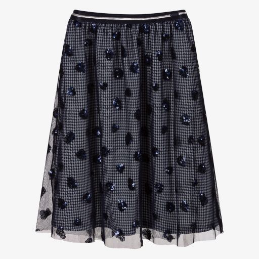 Le Chic-Blue Sequin Heart Skirt | Childrensalon Outlet