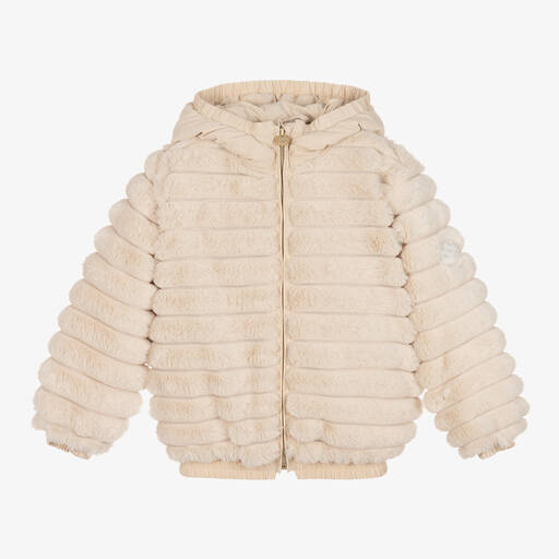 Le Chic-جاكيت فرو صناعي لون بيج للبنات | Childrensalon Outlet
