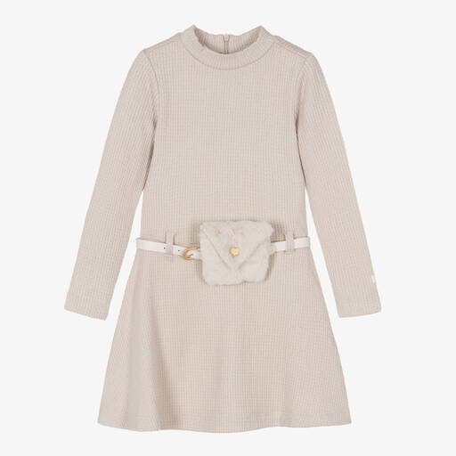 Le Chic-Girls Beige Knitted Dress | Childrensalon Outlet