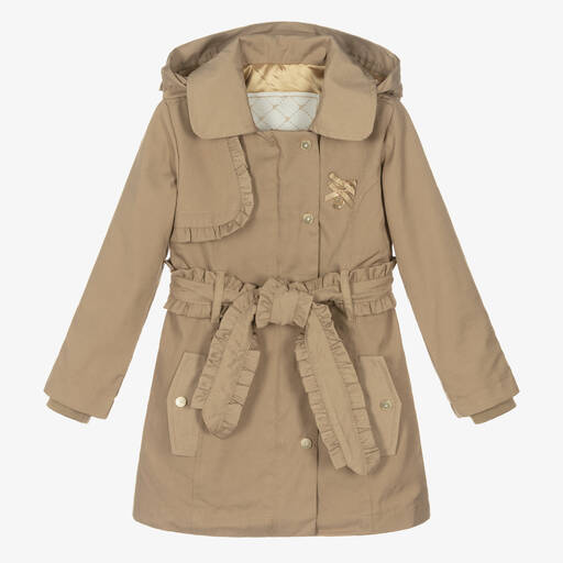 Le Chic-معطف ترانشكوت تويل لون بيج للبنات | Childrensalon Outlet
