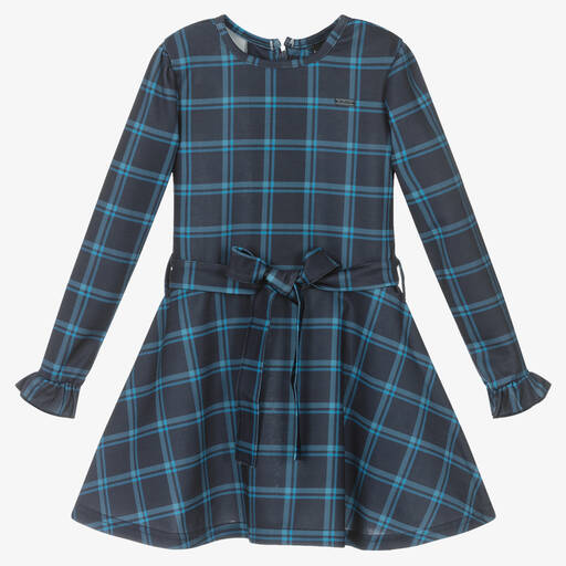 Le Chic-Girls Blue Check Dress | Childrensalon Outlet