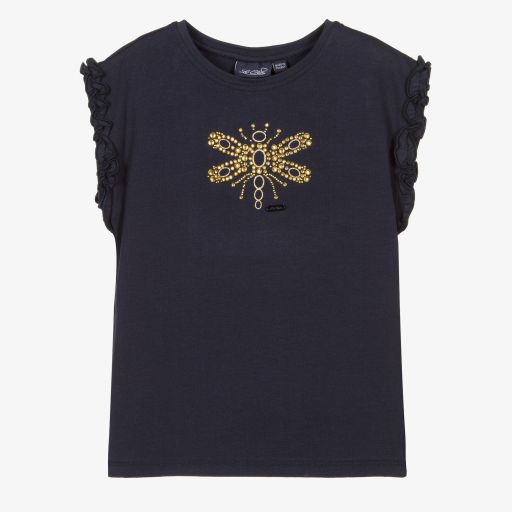 Le Chic-Girls Blue Diamanté T-Shirt | Childrensalon Outlet