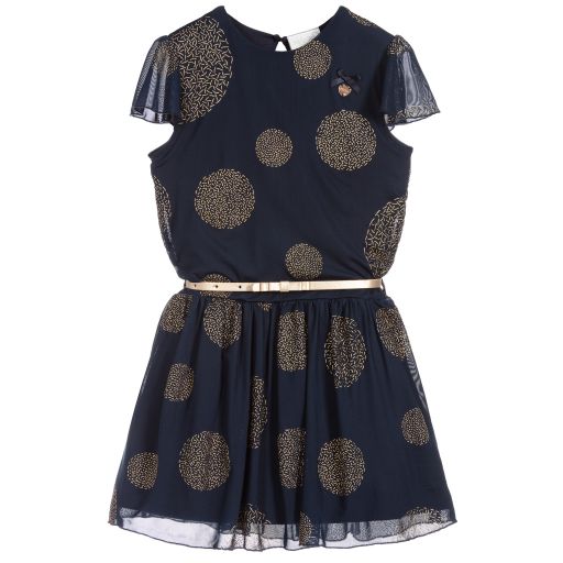 Le Chic-فستان جيرسي شفّاف لون كحلي و ذهبي | Childrensalon Outlet