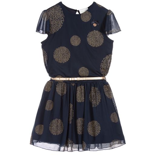 Le Chic-Girls Blue & Gold Dress | Childrensalon Outlet