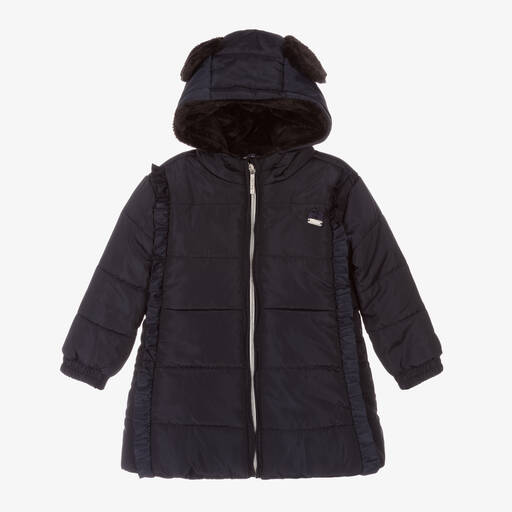 Le Chic-Girls Blue Hooded Coat | Childrensalon Outlet