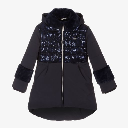 Le Chic-Girls Blue Sequinned Coat | Childrensalon Outlet