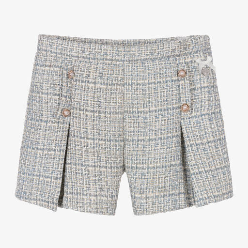 Le Chic-Girls Blue Tweed Shorts | Childrensalon Outlet