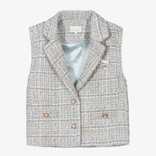 Le Chic-Girls Blue Tweed Waistcoat | Childrensalon Outlet