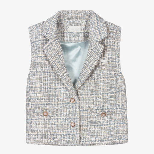 Le Chic-Blaue Tweed-Weste für Mädchen | Childrensalon Outlet