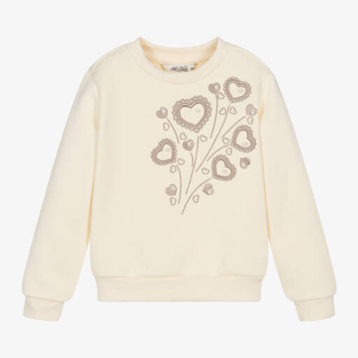 Le Chic-Girls Creamy Heart Jumper | Childrensalon Outlet