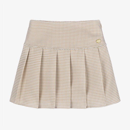 Le Chic-Girls Glittery Gold Check Skirt | Childrensalon Outlet