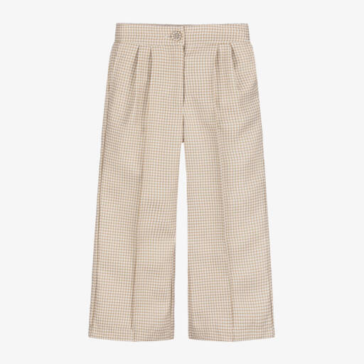 Le Chic-بنطلون كاروهات لون ذهبي وبيج براق للبنات | Childrensalon Outlet