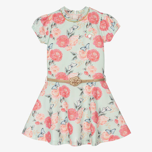 Le Chic-Robe verte à fleurs fille | Childrensalon Outlet